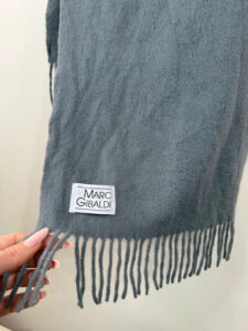 Marc Gibaldi Pure 100% Cashmere Grey Fringe Scarf Minimalist Soft Knit Quiet Luxury — photo 5 of 7
