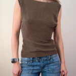 Country Casuals Pure 100% Silk Brown Striped Sleeveless Fitted Top UK 16