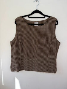 Country Casuals Pure 100% Silk Brown Striped Sleeveless Fitted Top — photo 3 of 9