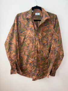 Trasformazioni Tessili Floral Rusty Orange 100% Cotton Button Shirt Blouse — photo 2 of 10