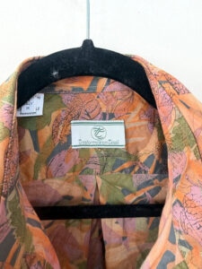 Trasformazioni Tessili Floral Rusty Orange 100% Cotton Button Shirt Blouse — photo 4 of 10