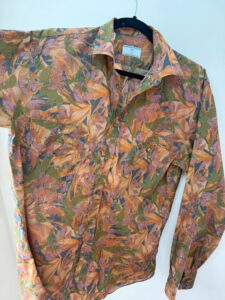 Trasformazioni Tessili Floral Rusty Orange 100% Cotton Button Shirt Blouse — photo 7 of 10
