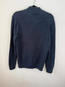 Baumler Navy Button Neck Cotton Knit Quiet Luxury Classic Minimal coastal casual — photo 4 of 6