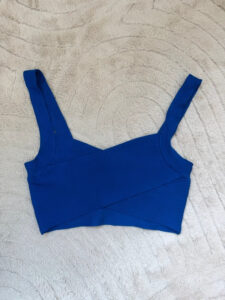 Mango Women's Cobalt Blue Ribbed Knit Crossover Crop Top Fitted Bustier — photo 2 of 8