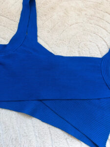 Mango Women's Cobalt Blue Ribbed Knit Crossover Crop Top Fitted Bustier — photo 4 of 8