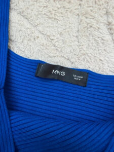 Mango Women's Cobalt Blue Ribbed Knit Crossover Crop Top Fitted Bustier — photo 5 of 8