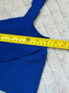 Mango Women's Cobalt Blue Ribbed Knit Crossover Crop Top Fitted Bustier — photo 7 of 8