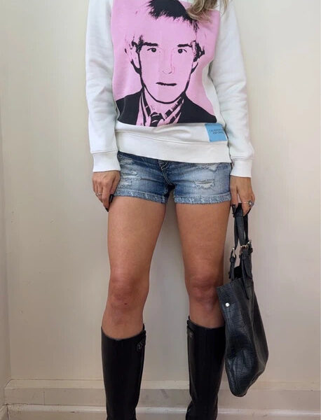 Calvin Klein x Andy Warhol Portrait Print Sweatshirt White/Pink XS Pop-Art Y2k