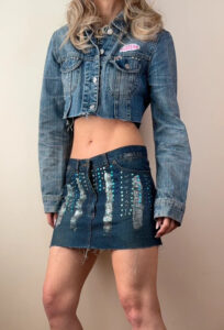 Zoe Women's Low Rise Embellished Denim Mini Skirt