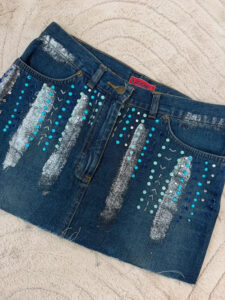 Zoe Women's Low Rise Embellished Denim Mini Skirt — photo 6 of 13