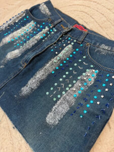Zoe Women's Low Rise Embellished Denim Mini Skirt — photo 9 of 13
