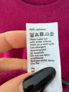 Label on a John Lewis piece, UK 10
