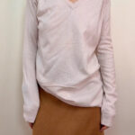 Repeat Womens Cashmere Silk V-Neck Slouchy Jumper Blush Pink UK 8-10 Luxury Knit