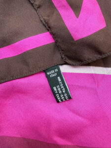 DKNY Vintage Y2K Monogram Logo Pink Brown Pure 100% Silk Scarf Made in Italy Headscarf — photo 3 of 6