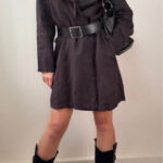 EAST Womens Brown 100% Linen Draped Waterfall Long Jacket Coat UK 12-14
