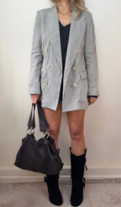 ZARA Women's Linen Blend Pinstripe Fitted Long Blazer — photo 2 of 10