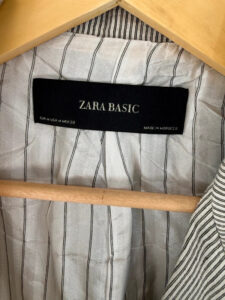 Label on a Zara piece, UK 10