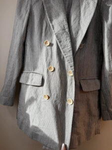 ZARA Women's Linen Blend Pinstripe Fitted Long Blazer — photo 10 of 10