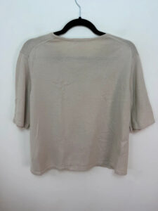 M&S Women's Beige Wool Floral Embroidered Knit Short Sleeve Top — photo 4 of 8