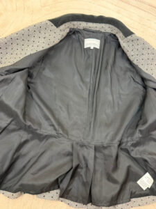 Michel Ambers 90s Grey Black Wool Velvet Polka Dot Fitted Peplum Blazer — photo 11 of 12