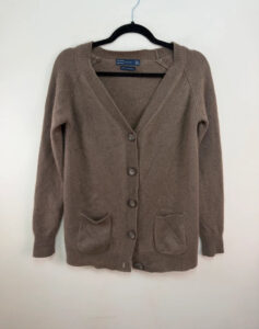 Zara Women's 100% cashmere brown chunky V-neck button cardigan — photo 3 of 9