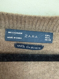 Label on a Zara piece, UK 8