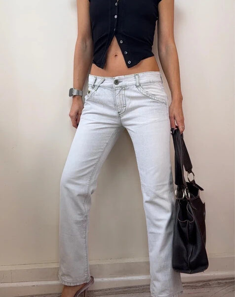 Miss Sixty Womens Petite Low Rise 8.5” Off-White Bootcut Jeans W28 L27.5 UK 8