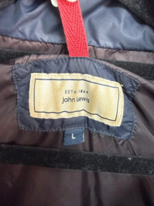 Label on a John Lewis piece, L, Y2K