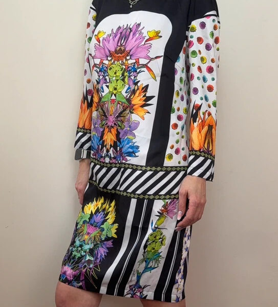 Just Cavalli 2014 womens Floral Orient Graphic Print Relaxed Mini Dress UK 10