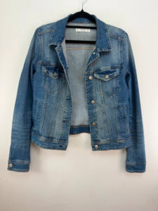 Mango Denim womens Y2K fitted blue button trucker jacket — photo 3 of 13
