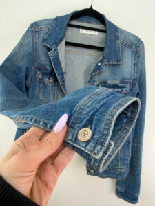 Mango Denim womens Y2K fitted blue button trucker jacket — photo 5 of 13