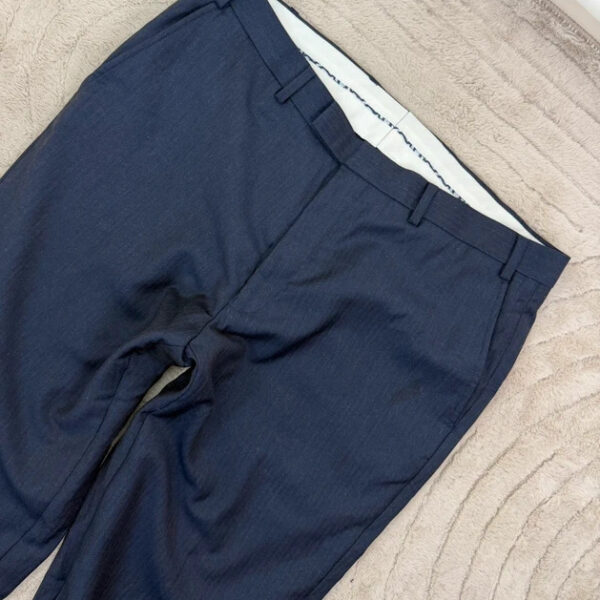 M&S Alfred Brown Savile Row mens pure 100% wool navy tailored trousers W36 L33