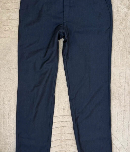 M&S Alfred Brown Savile Row mens pure 100% wool navy tailored trousers W36 L33
