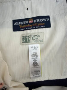 M&S Alfred Brown Savile Row mens pure 100% wool navy tailored trousers — photo 4 of 14