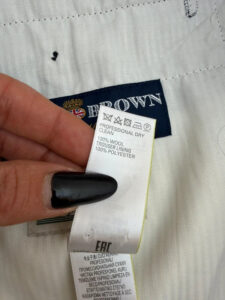 Label on a Marks & Spencer piece, W36