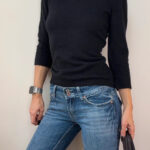 Marilyn Moore Womens 100% cashmere black scoop neck fitted jumper UK 8-10