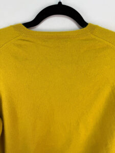M&S Women's 100% Cashmere Yellow V-Neck Jumper Relaxed Sweater — photo 8 of 9