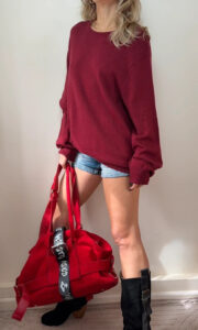 M&S Men's Burgundy extra fine lambswool crewneck jumper 2XL wool oversized slouch — photo 2 of 8