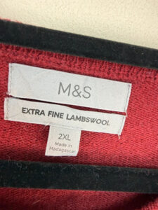 M&S Men's Burgundy extra fine lambswool crewneck jumper 2XL wool oversized slouch — photo 3 of 8
