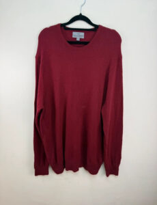 M&S Men's Burgundy extra fine lambswool crewneck jumper 2XL wool oversized slouch — photo 5 of 8