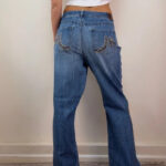 Maurices Womens Low Rise 9.5” Bootcut Flare Studded Jeans UK 14-16 W35 L30