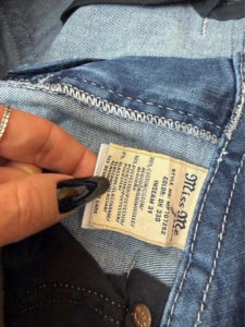 Label on a Miss Me piece, UK 12, Y2K