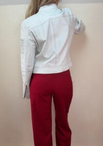 Frooty Beauty Women's White Leather Biker Zip Fitted Jacket — photo 4 of 15