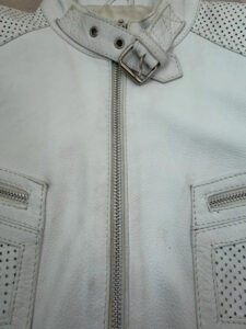 Frooty Beauty Women's White Leather Biker Zip Fitted Jacket — photo 10 of 15
