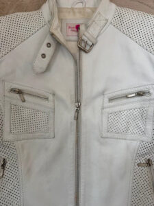 Frooty Beauty Women's White Leather Biker Zip Fitted Jacket — photo 11 of 15