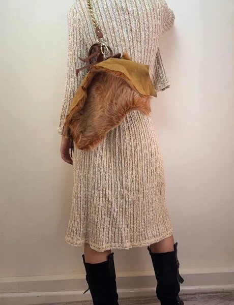 Lady Be Good vintage 80s knitted 2 piece dress & jacket set linen co-ord UK12-14