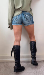 Replay Women's Black Runner Fitted Leather Knee High Biker Boots