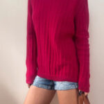 M&S Womens 100% Cashmere Fuchsia Boat neck Back Zip Jumper UK 14-16 Luxury Knit