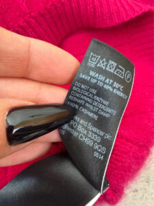 Label on a Marks & Spencer piece, UK 14