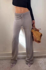 H&M Women's Beige 100% cashmere High Rise 13” wide leg trousers W30L30.5